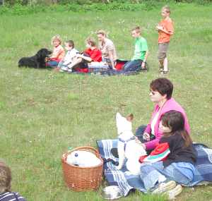 Teilnehmer beim Picknick